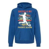 Soccer Is My Favorite Season Vintage Funny Soccer Gift Premium Hoodie