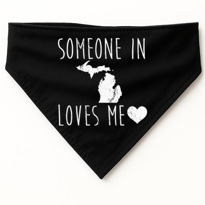 Someone In Michigan Loves Me! Cute State Gift USA-Made Doggie Bandana