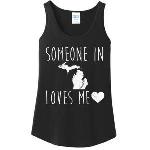 Someone In Michigan Loves Me! Cute State Gift Ladies Essential Tank