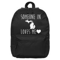 Someone In Michigan Loves Me! Cute State Gift 16 in Basic Backpack
