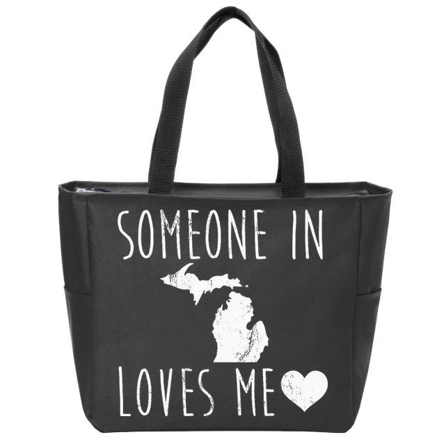 Someone In Michigan Loves Me! Cute State Gift Zip Tote Bag