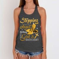 Stepping Into My August Birthday With Gods Grace And Mercy Women's Knotted Racerback Tank