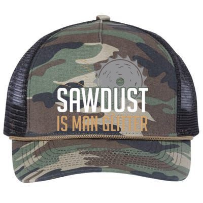 Sawdust Is Man Woodworking Fathers Day Retro Rope Trucker Hat Cap