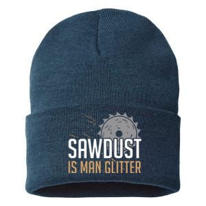 Sawdust Is Man Woodworking Fathers Day Sustainable Knit Beanie