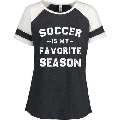 Soccer Is My Favorite Season Enza Ladies Jersey Colorblock Tee