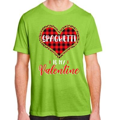 Spaghetti Is My Valentine Leopard Buffalo Plaid Heart Pasta Great Gift Adult ChromaSoft Performance T-Shirt