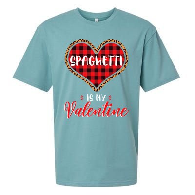 Spaghetti Is My Valentine Leopard Buffalo Plaid Heart Pasta Great Gift Sueded Cloud Jersey T-Shirt