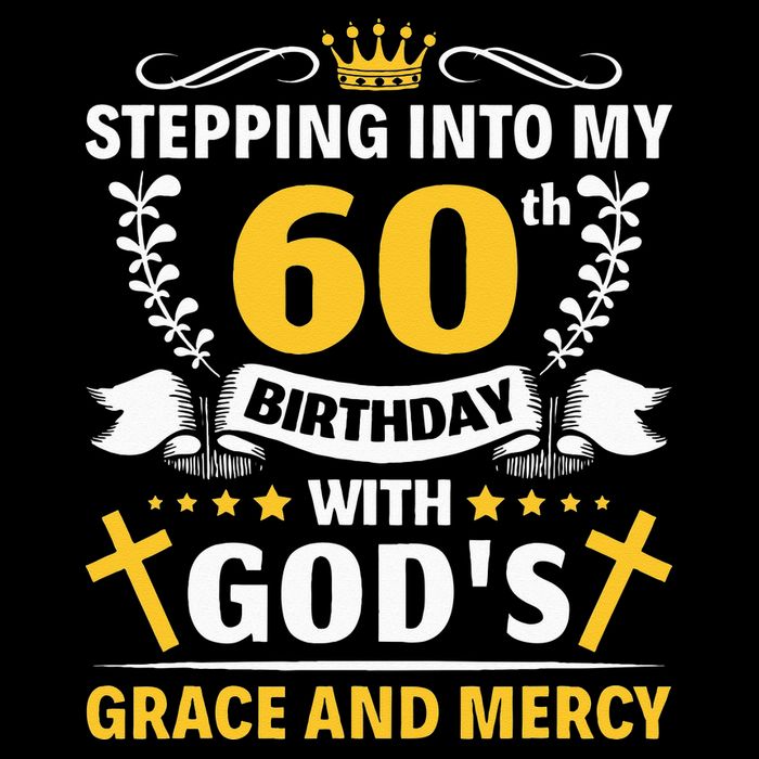 Stepping into my 60th birthday with gods grace and mercy Drawstring Bag