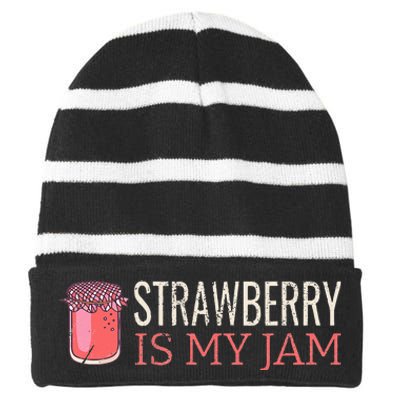 Strawberry Is My Jam For Strawberry Lover Striped Beanie with Solid Band