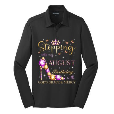 Stepping Into My August Birthday With Gods Grace And Mercy Silk Touch Performance Long Sleeve Polo