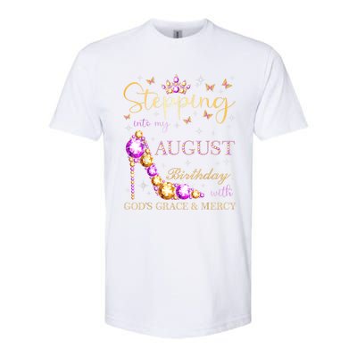 Stepping Into My August Birthday With Gods Grace And Mercy Softstyle® CVC T-Shirt