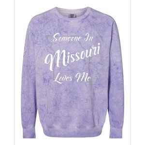 Someone In Missouri Loves Me State Map Outline Colorblast Crewneck Sweatshirt