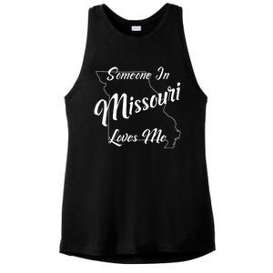 Someone In Missouri Loves Me State Map Outline Ladies PosiCharge Tri-Blend Wicking Tank