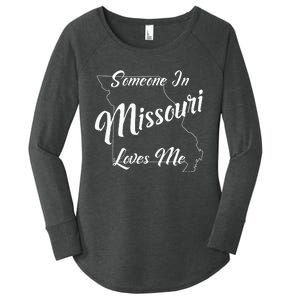 Someone In Missouri Loves Me State Map Outline Women's Perfect Tri Tunic Long Sleeve Shirt