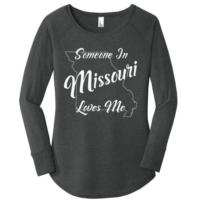 Someone In Missouri Loves Me State Map Outline Women's Perfect Tri Tunic Long Sleeve Shirt