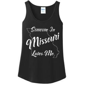 Someone In Missouri Loves Me State Map Outline Ladies Essential Tank