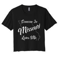 Someone In Missouri Loves Me State Map Outline Women's Crop Top Tee