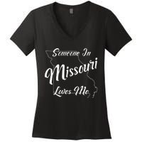 Someone In Missouri Loves Me State Map Outline Women's V-Neck T-Shirt