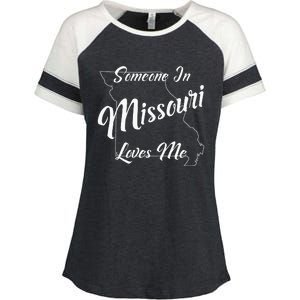 Someone In Missouri Loves Me State Map Outline Enza Ladies Jersey Colorblock Tee