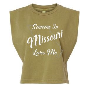 Someone In Missouri Loves Me State Map Outline Garment-Dyed Women's Muscle Tee