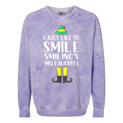 Smiling Is My Favorite Christmas Elf Buddy Colorblast Crewneck Sweatshirt