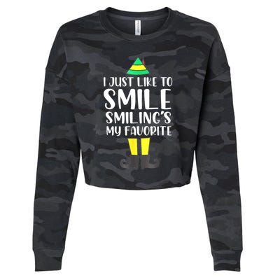 Smiling Is My Favorite Christmas Elf Buddy Cropped Pullover Crew