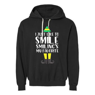 Smiling Is My Favorite Christmas Elf Buddy Garment-Dyed Fleece Hoodie