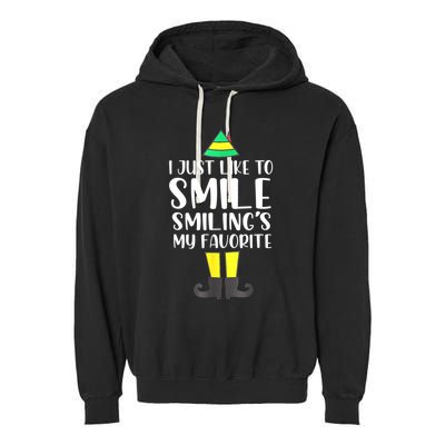 Smiling Is My Favorite Christmas Elf Buddy Garment-Dyed Fleece Hoodie