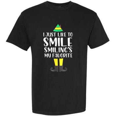 Smiling Is My Favorite Christmas Elf Buddy Garment-Dyed Heavyweight T-Shirt