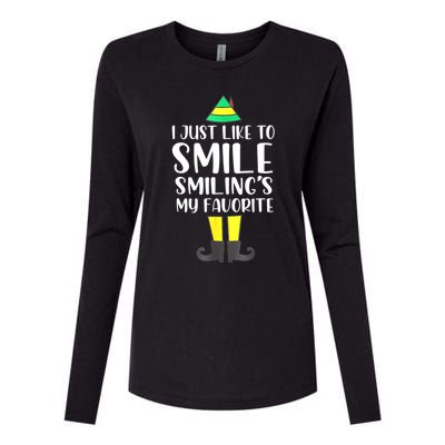 Smiling Is My Favorite Christmas Elf Buddy Womens Cotton Relaxed Long Sleeve T-Shirt