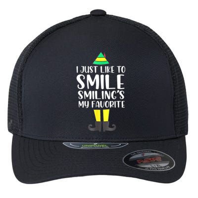 Smiling Is My Favorite Christmas Elf Buddy Flexfit Unipanel Trucker Cap