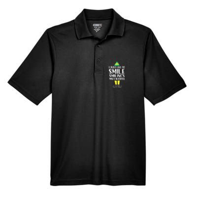 Smiling Is My Favorite Christmas Elf Buddy Men's Origin Performance Pique Polo