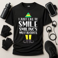 Smiling Is My Favorite Christmas Elf Buddy Performance Shirt