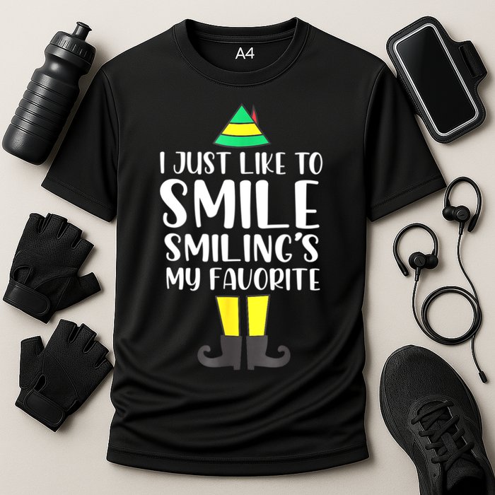 Smiling Is My Favorite Christmas Elf Buddy Performance Shirt