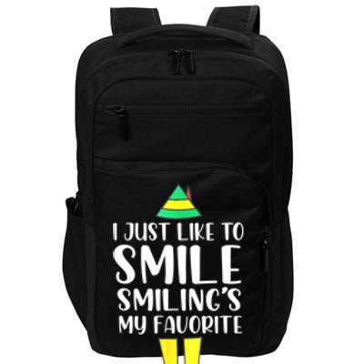 Smiling Is My Favorite Christmas Elf Buddy Impact Tech Backpack