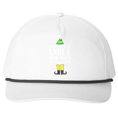 Smiling Is My Favorite Christmas Elf Buddy Snapback Five-Panel Rope Hat