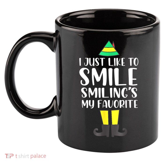 Smiling Is My Favorite Christmas Elf Buddy 11oz C Handle Ceramic Mug