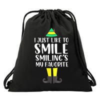 Smiling Is My Favorite Christmas Elf Buddy Drawstring Bag
