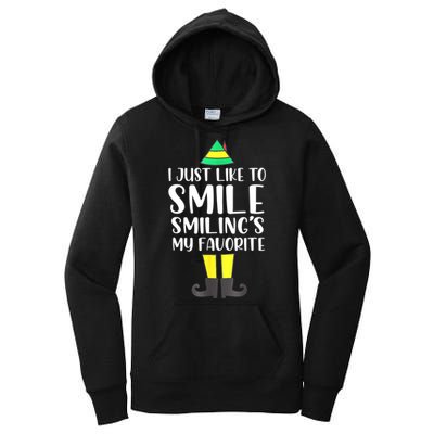 Smiling Is My Favorite Christmas Elf Buddy Women's Pullover Hoodie