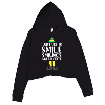 Smiling Is My Favorite Christmas Elf Buddy Crop Fleece Hoodie