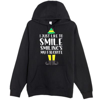 Smiling Is My Favorite Christmas Elf Buddy Premium Pullover Hoodie
