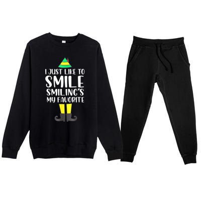 Smiling Is My Favorite Christmas Elf Buddy Premium Crewneck Sweatsuit Set