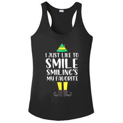 Smiling Is My Favorite Christmas Elf Buddy Ladies PosiCharge Competitor Racerback Tank