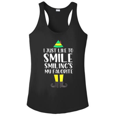 Smiling Is My Favorite Christmas Elf Buddy Ladies PosiCharge Competitor Racerback Tank