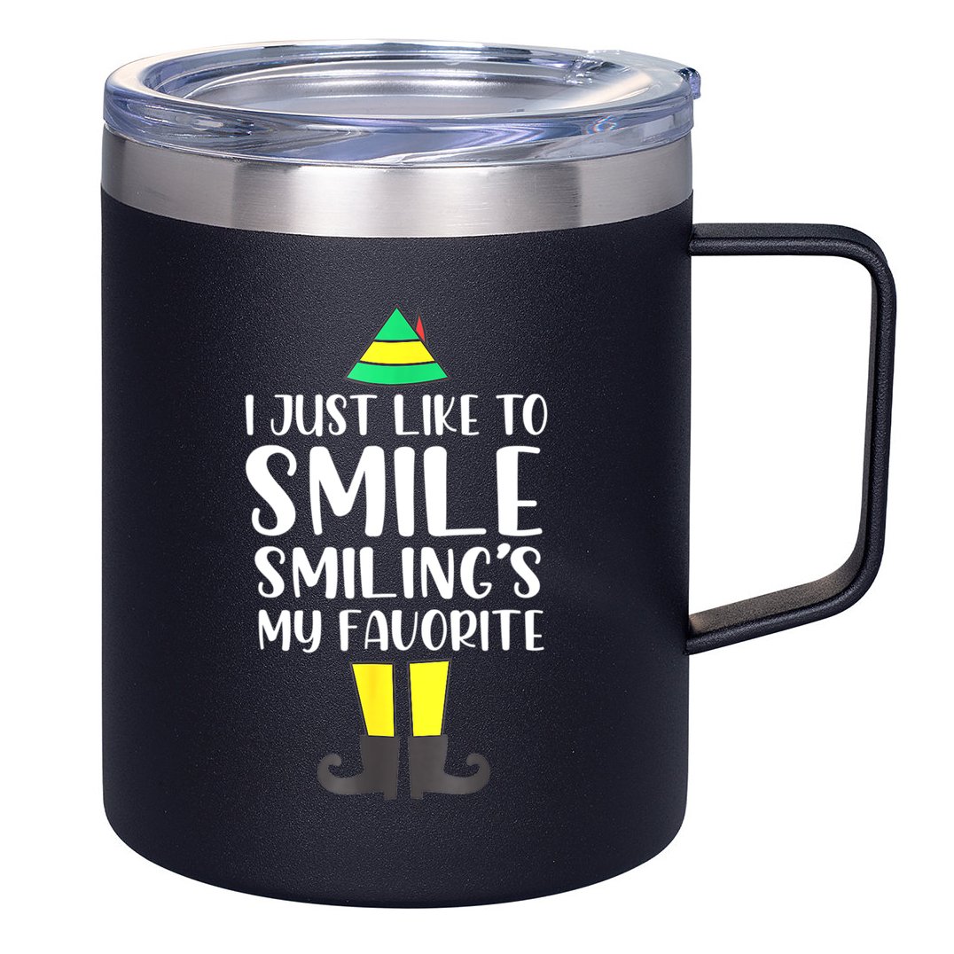 Smiling Is My Favorite Christmas Elf Buddy 12oz Stainless Steel Coffee Mug