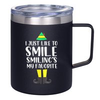 Smiling Is My Favorite Christmas Elf Buddy 12oz Stainless Steel Coffee Mug