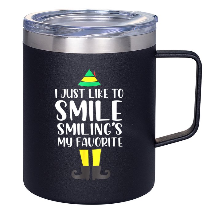 Smiling Is My Favorite Christmas Elf Buddy 12oz Stainless Steel Coffee Mug