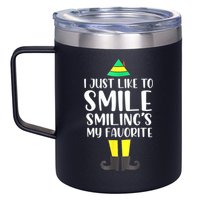Smiling Is My Favorite Christmas Elf Buddy 12oz Stainless Steel Coffee Mug
