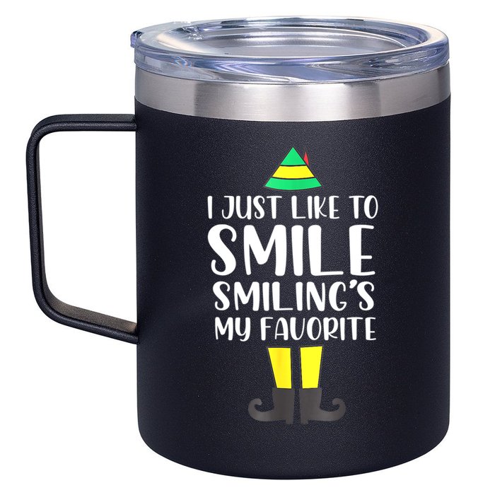 Smiling Is My Favorite Christmas Elf Buddy 12oz Stainless Steel Coffee Mug