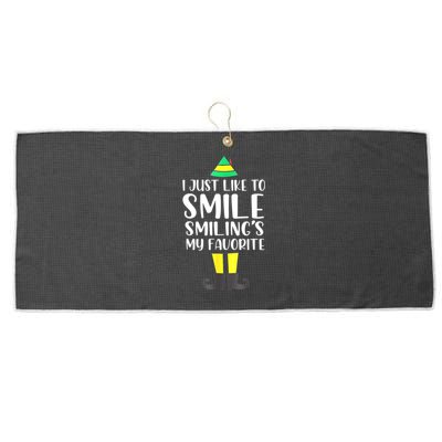 Smiling Is My Favorite Christmas Elf Buddy Large Microfiber Waffle Golf Towel